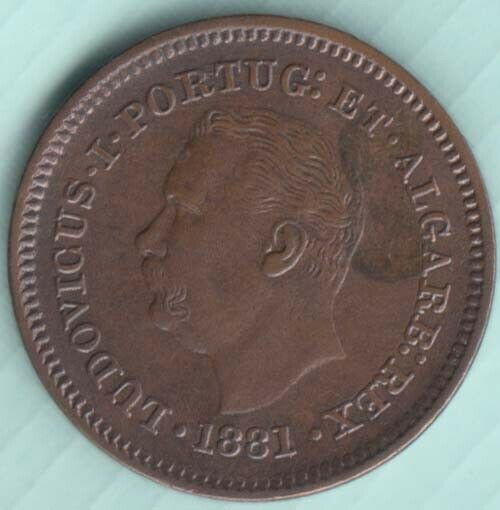 Portugueza Ludovicus Oitavo de Tanga 1881 copper coin