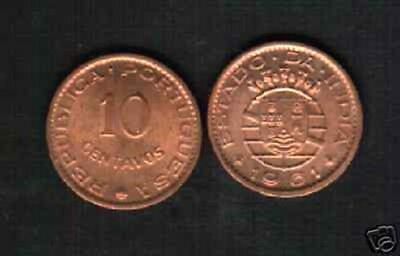 PORTUGUESE INDIA 10 CENTAVOS KM-30 1961 UNC MONEY INDIAN ASIA SAARC ASIAN COIN
