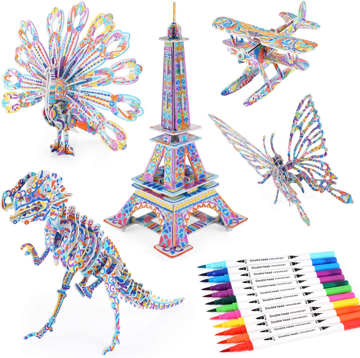 3D Coloring Puzzle Set, Arts and Crafts for Girls and Boys Age 6 7 8 9 10 11 12