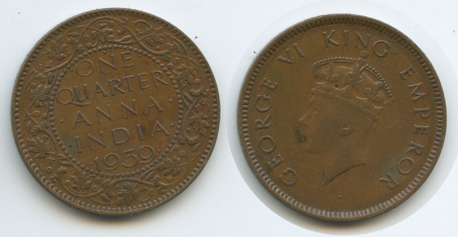 6622 Indien Britisch Quarter Anna 1939 King George VI. India British