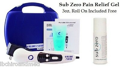 US Pro 2000 2nd Edition Portable Ultrasound Unit + FREE 3 oz Sub-Zero Rollon GEL