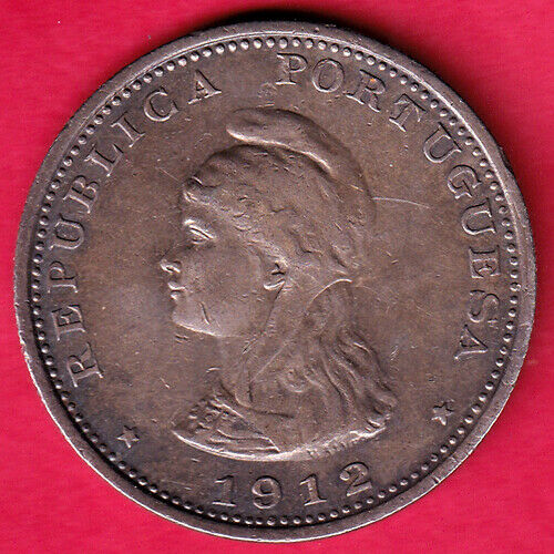 Republica Portuguesa 1912 Uma Rupia Rare Silver Coin  #jp71
